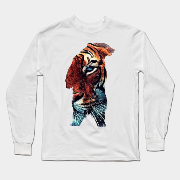 Bear Tiger #bear #tiger animals art Long Sleeve T-Shirt by JBJart